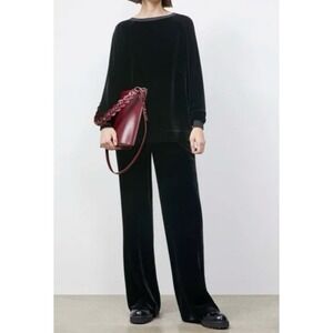 LAFAYETTE 148 NY 2pcs velvet long sleeve pullover + pull on pants woman Sz L